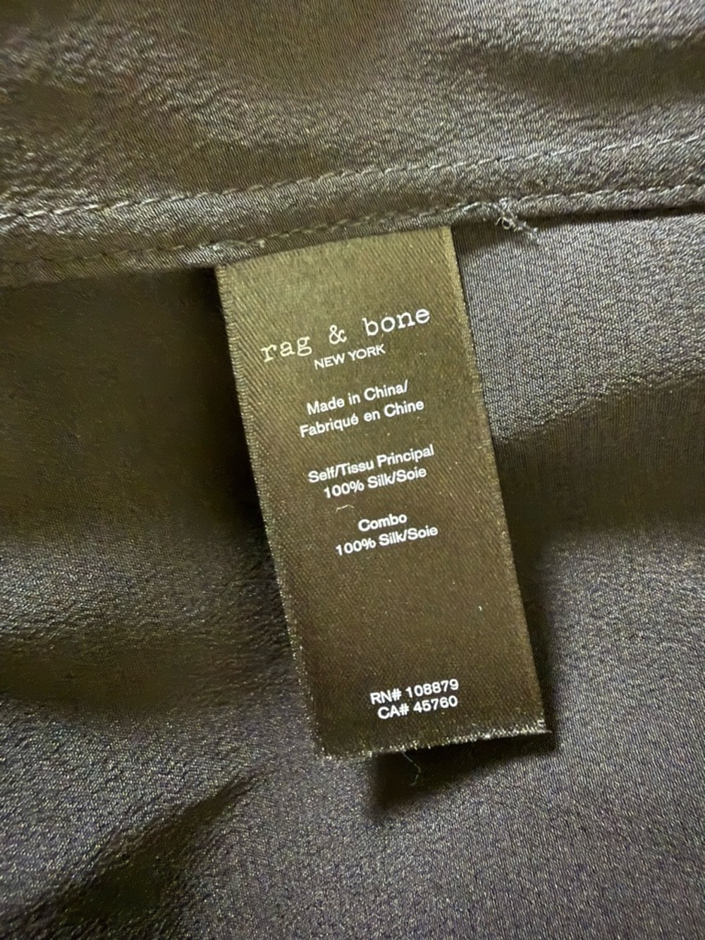 Rag & Bone "Dylan" Black 100% Silk Tie-Cuff Blouse - Size Small - Like New - Picture 8 of 10